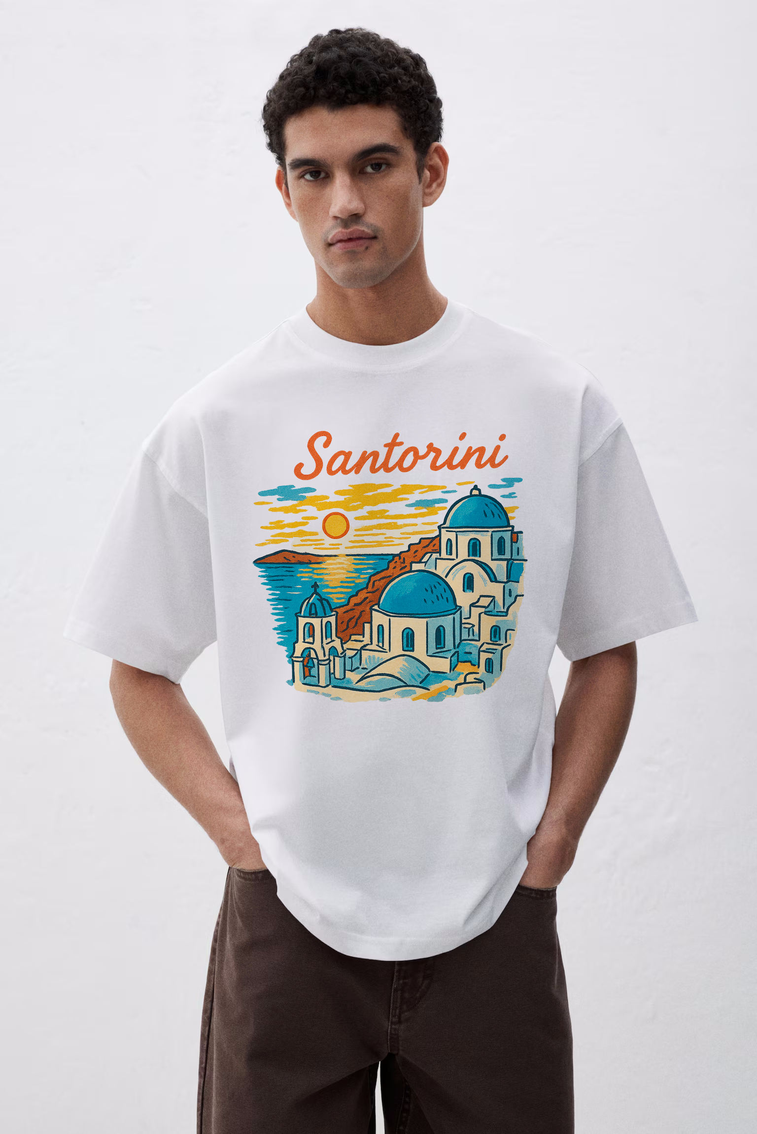 Santorini Sunset Oversized Tee