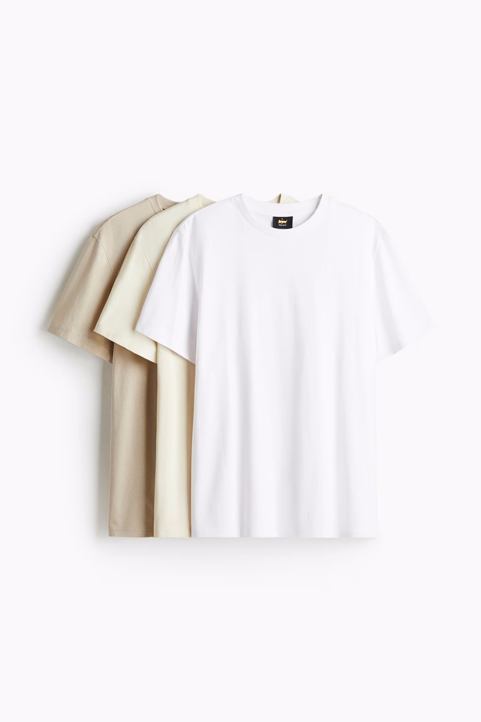 Pack of 3 regular fit t-shirts Light beige/cream/white