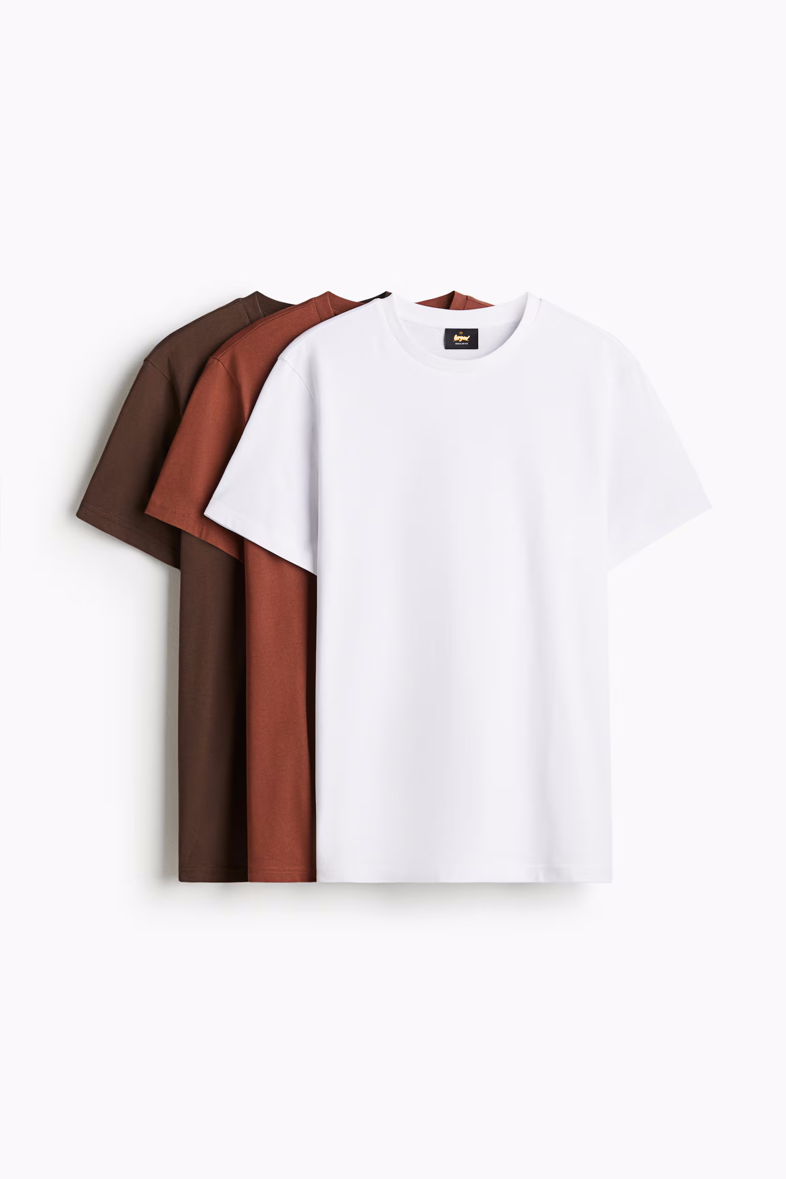Pack of 3 regular fit t-shirts White/Brown